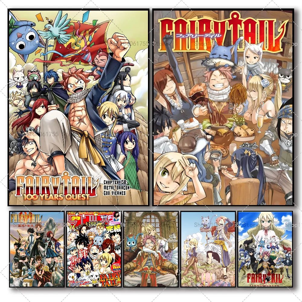 1PC Anime Fairy Tail Poster Self-adhesive Art Waterproof Paper Sticker Coffee House Bar Room Wall Decor
