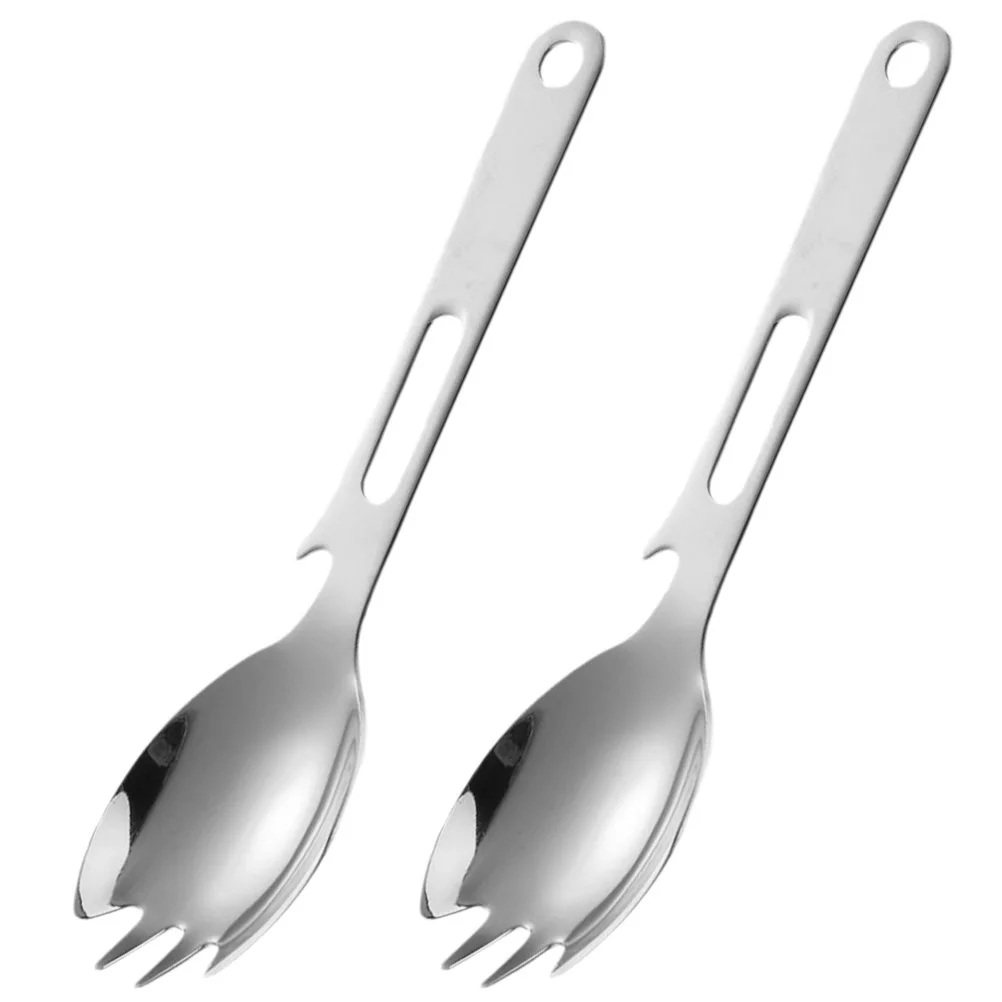 

2Pcs Stainless Spork Camping Cutlery Bottle Opener Outdoor Survival Spoon Spoon Fork Combine Fork Combo Picnic Travel
