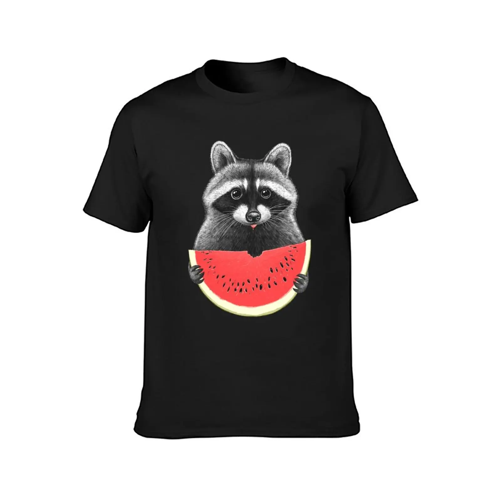 Raccoon eating watermelon T-Shirt boys animal print sublime cute tops Blouse heavyweight t shirts for men