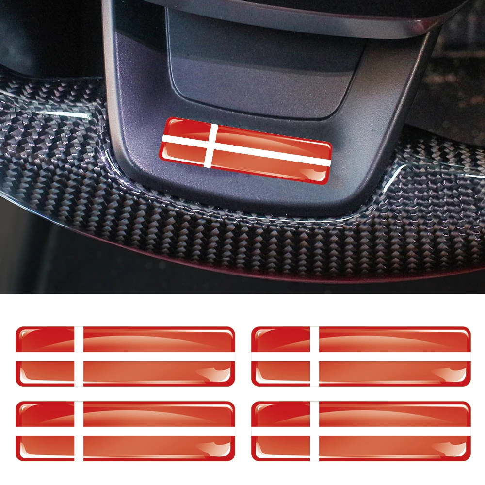 

Denmark Flag 3D Epoxy Resin Decorate Car Sticker Car Window Buttons Steering Wheel Center Console Panel Motorcycle Fuel Tank