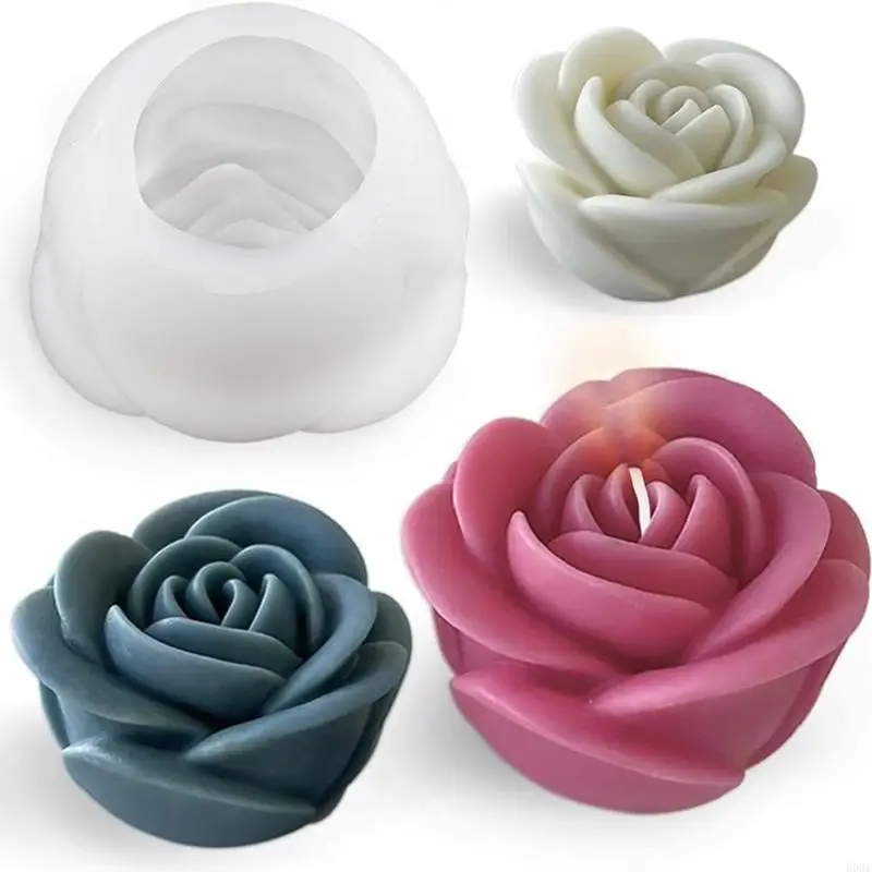 Rosenkerzenform-Set, 4-teiliges Blumenguss-Set mit 3 Rosenstilen und Blattstrukturplatte für Seifenherstellung und Heimblumen – Detail 4
