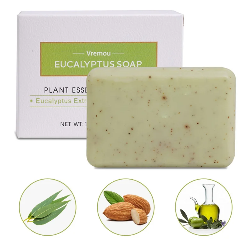 Eucalyptus Frosted Particles Handmade Soap100gOrganic Essence Oil Body Bath Facial Soap