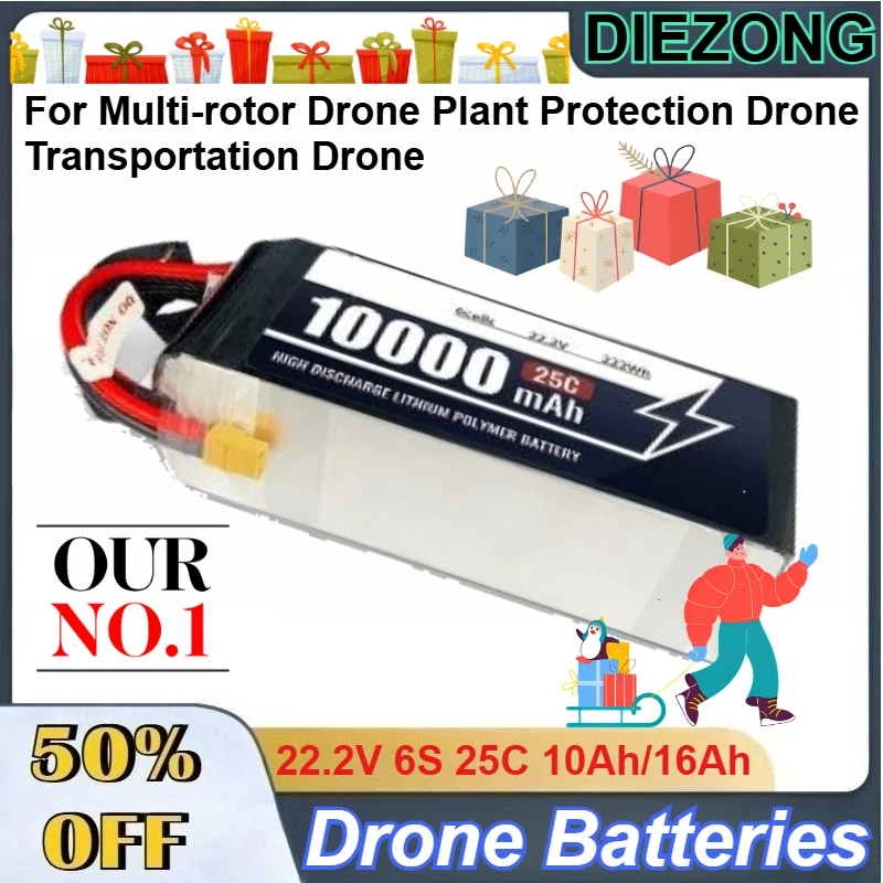 22.2V 6S 25C 10Ah/16Ah Li-Po Battery for Multi-rotor Drone Plant Protection Drone Transportation Drone Rechargeable Batteries