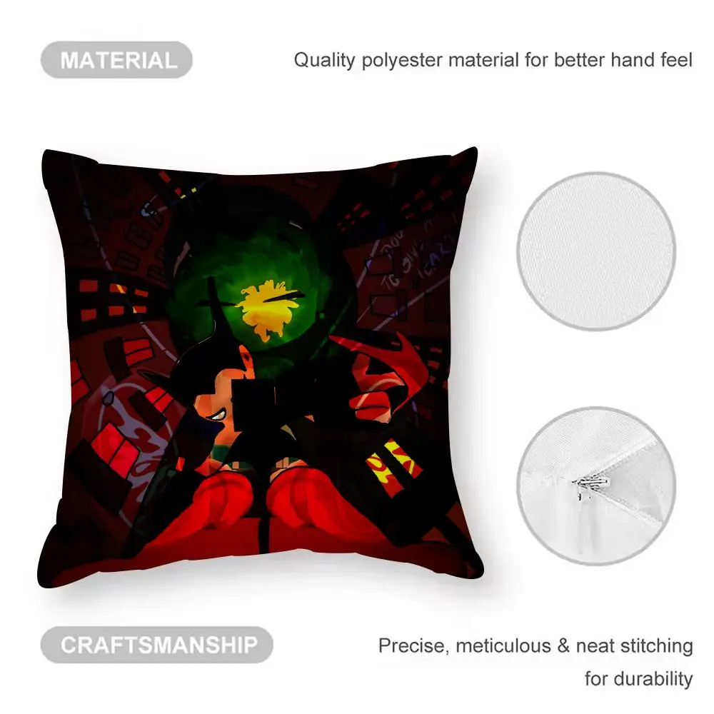 Retro A-Astro Boy Iron Cushion Cover Anti-dustmite Pillowcase Invisible zipper silky short plush Sofa cushion cover