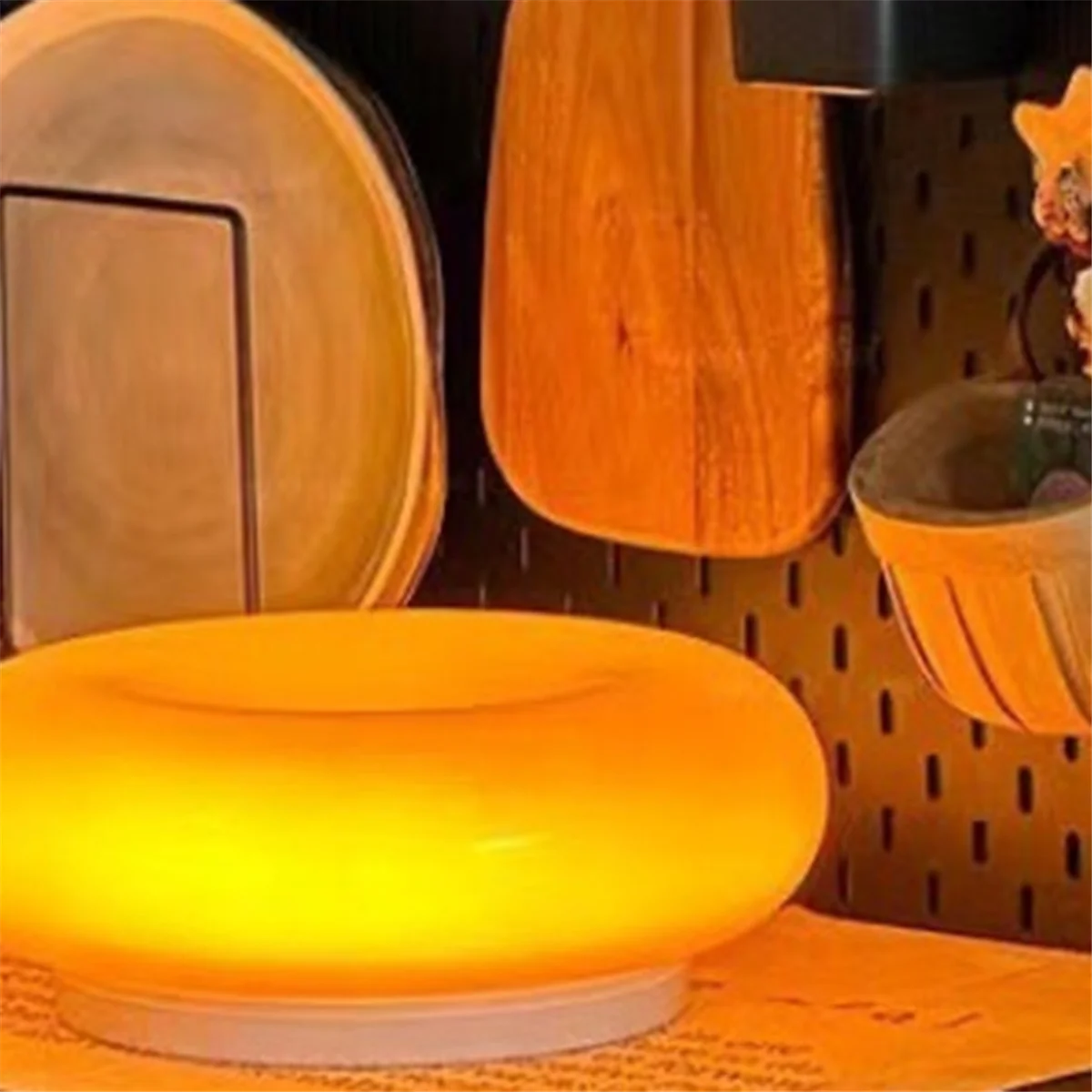 ABNQ مصباح دونات برتقالي، مصباح حديث لمنتصف القرن، مصباح بجانب السرير، مصباح آرت ديكو جديد، مصباح طاولة جميل لتزيين الجدران #5