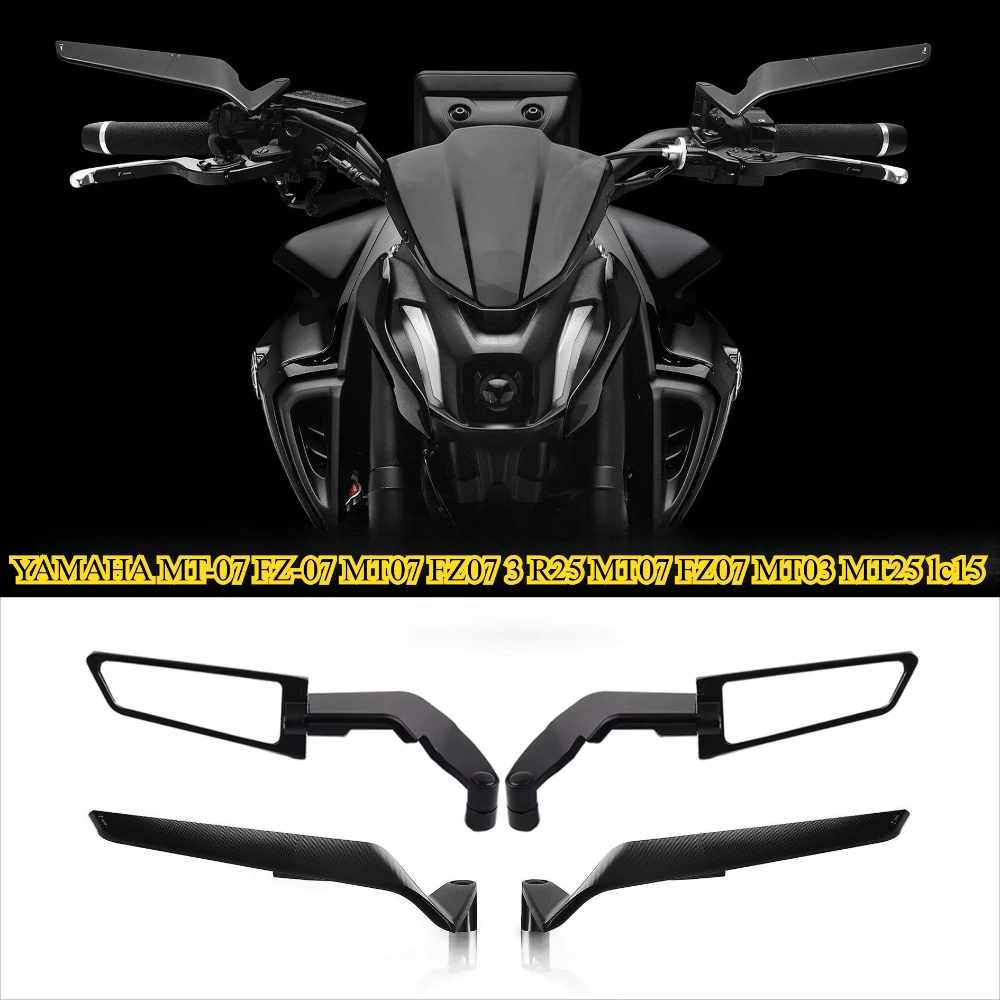 Motorcycle Mirrors Stealth Winglets Mirror Kits Adjustable Rear View Mirrors For YAMAHA MT-07 FZ-07 MT07 FZ07 3 R25 MT07 FZ07