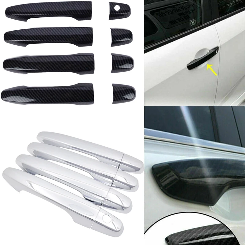 

Chrome/Carbon Fiber Door Handle Covers Trim Overlay For Honda CR-V CRV Civic 2012 2013 2014 2015 2016 Car Styling Accessories