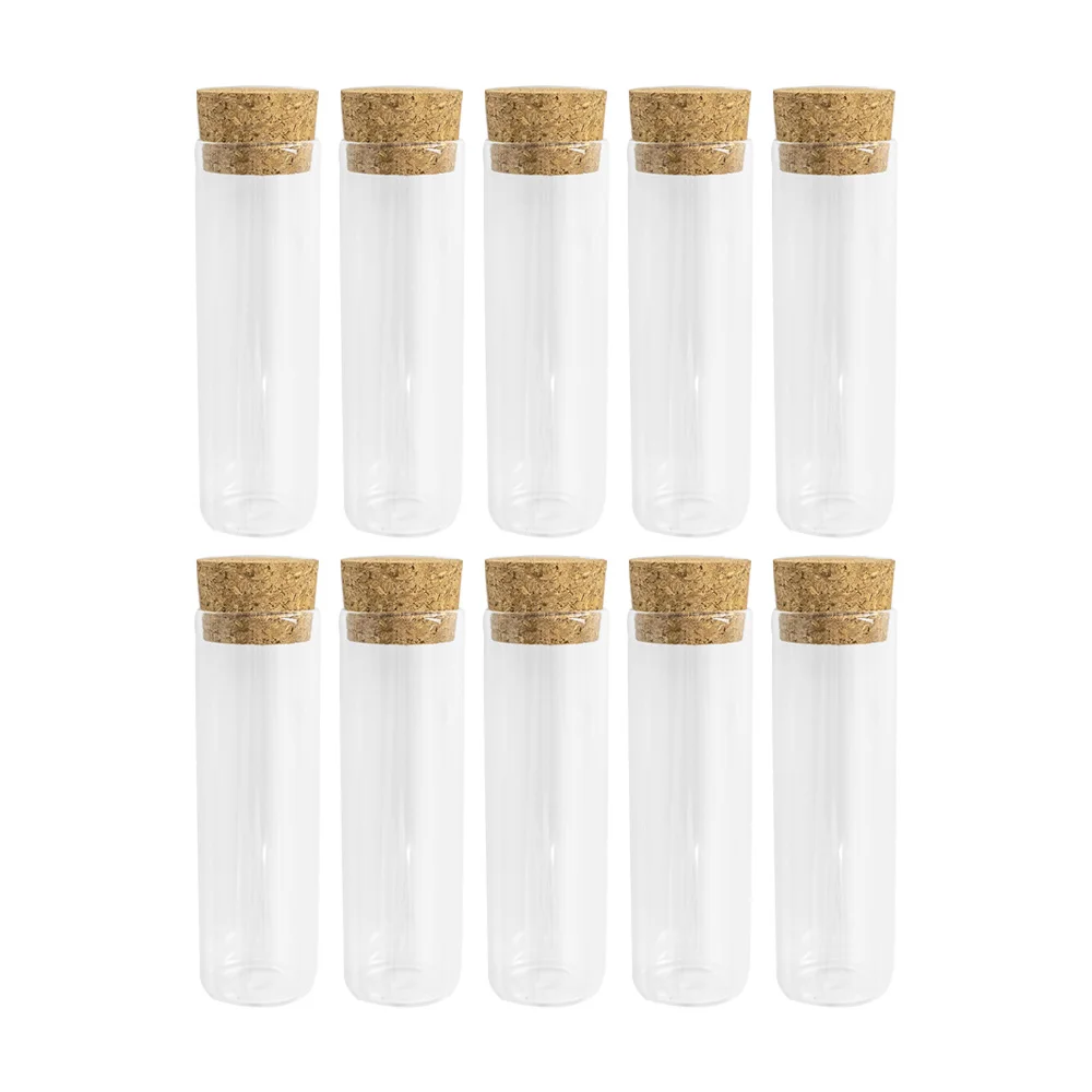 24Pcs 70ml Transparent Test Tube Glass Bottles with Cork Clear Ornament Handicrafts Gifts Refillable Perfume Vials Snack Jars