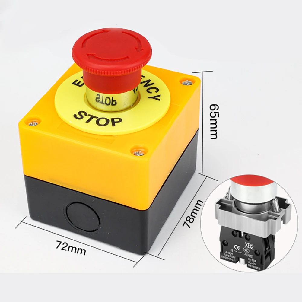 Interruptor de botón con enclavamiento XB2-BS542 10A 1NC, interruptor de botón pulsador de parada de emergencia CNC, interruptor de parada de emergencia para equipos eléctricos