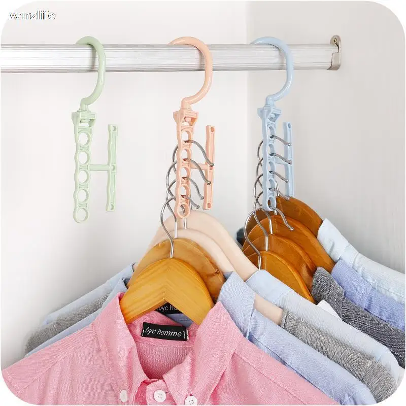 vanzlife clothes hanger layer space saving folding brace household artifact clothing hanger hook wardrobe storage rack