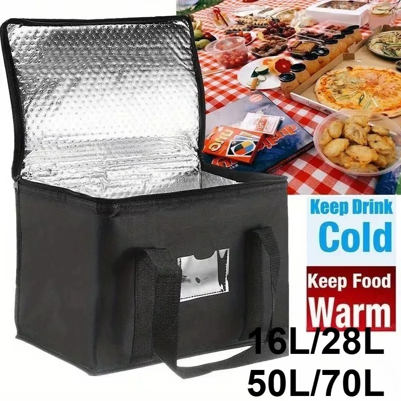 Reusable Insulated CoolerBag PremiumAluminum Foil Thermal Storage Bag Lightweight Portable ZipperLunch Bag for Camping Party Use