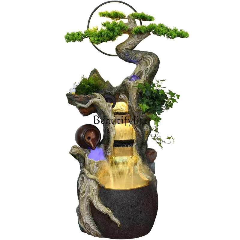 Floor-to-ceiling rockery flowing water fountain ornament decoration large lucky alpine landscape