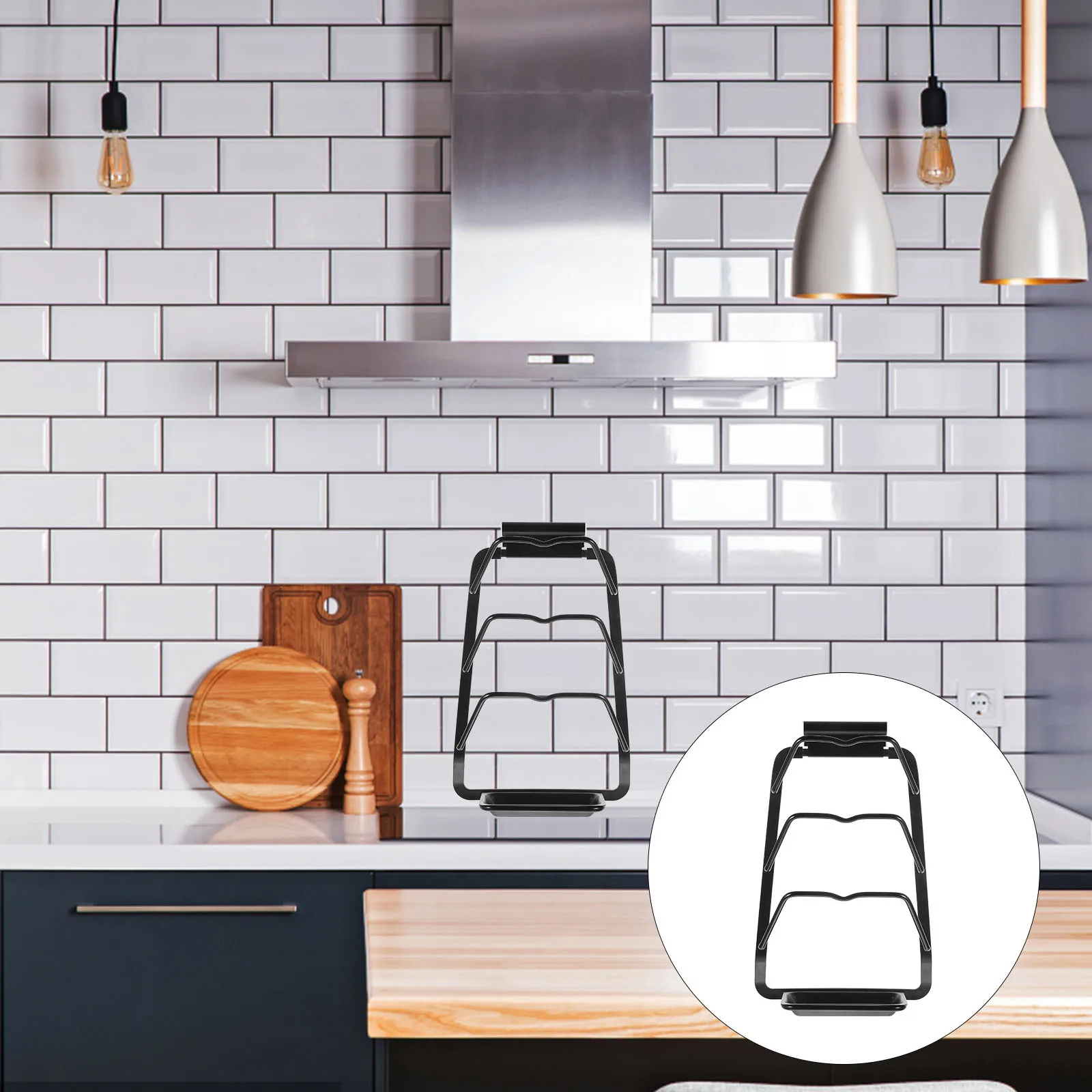 

Sturdy Lid Organizer Wall Pot Lid Organizer No Punching Space Aluminum Material Modern Home Decor Kitchen Accessory