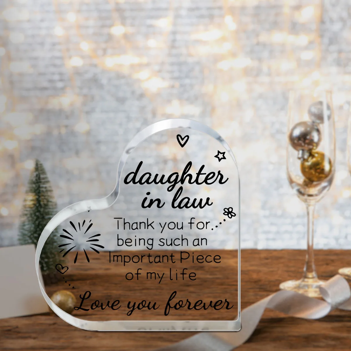 Daughter-in-law Gift Acrylic Plaque - Wedding and Birthday Gift - Office Desk Decoration Card Gift for Daughter-in-law