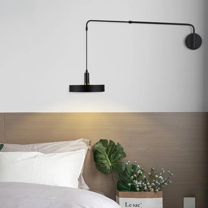 Telescopic arm dining room wall lamp, straight fishing, minimalist living room, retro reading design, long wall lamp hanging