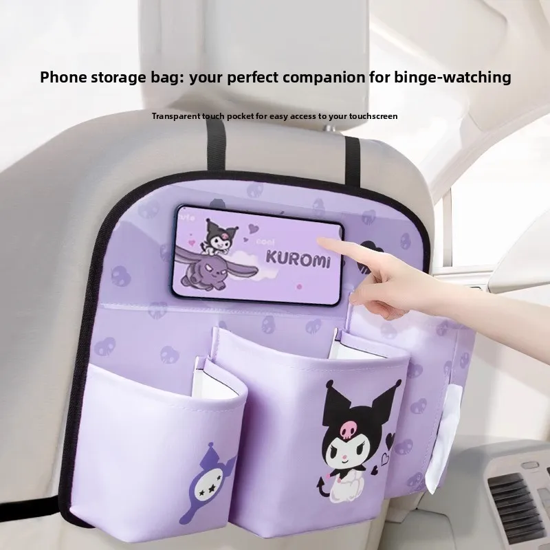 Kuromi Car Backseat Organizer Tablet Holder Auto Storage Pockets Cover Car Seat Back Protectors Car Accessories 3
