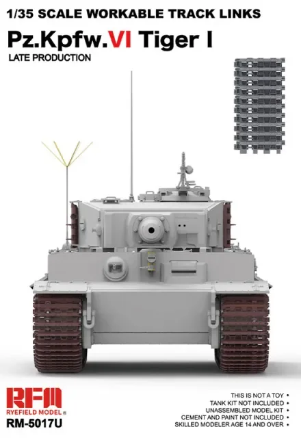 Ryefield model Accessories RM-5017U Upgrade Ver. Workable Track Links (for Tiger I Late Production) 1/35