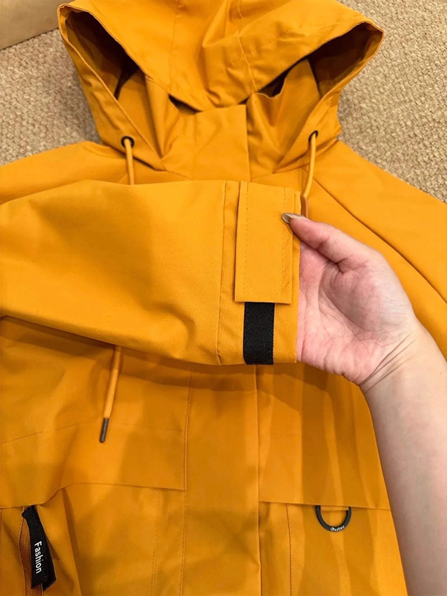 

Yellow Sunflower Men's And Women's Outdoor Climbing Three-Proof Jacket Cleanfit Outerwear Loose Fit Windproof Zipper Pockets