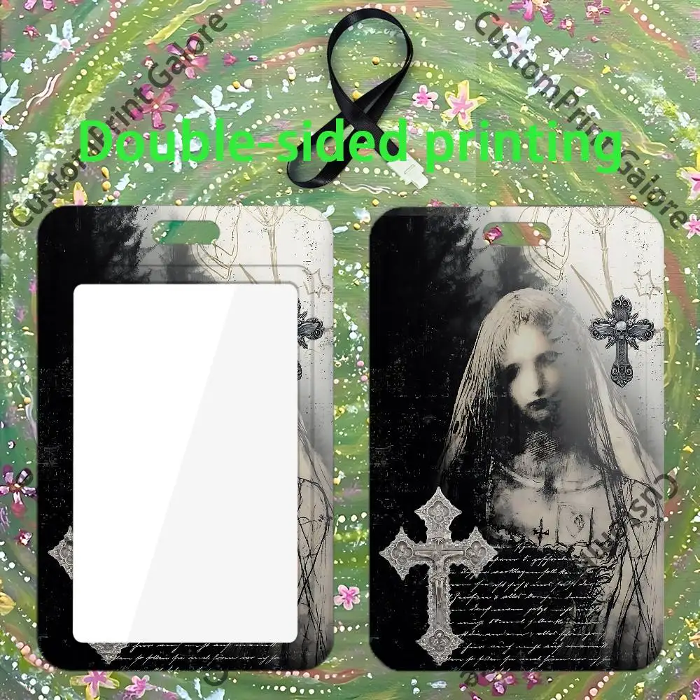 Cyber Sigil Angel Cross Transparent PVC  ID Card Sleeve Badge Dustproof Case For Staff School Student Work Card view 4