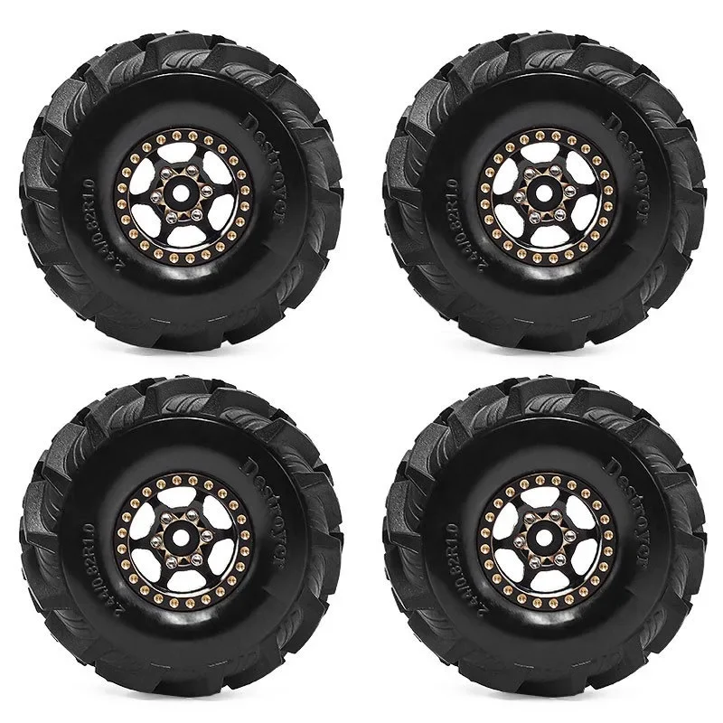 4pcs OD 62mm 1.0" Metal Beadlock Wheel Tire Set For 1/18 RC Crawler Car TRX4M SCX24 Upgrade Parts Accessories