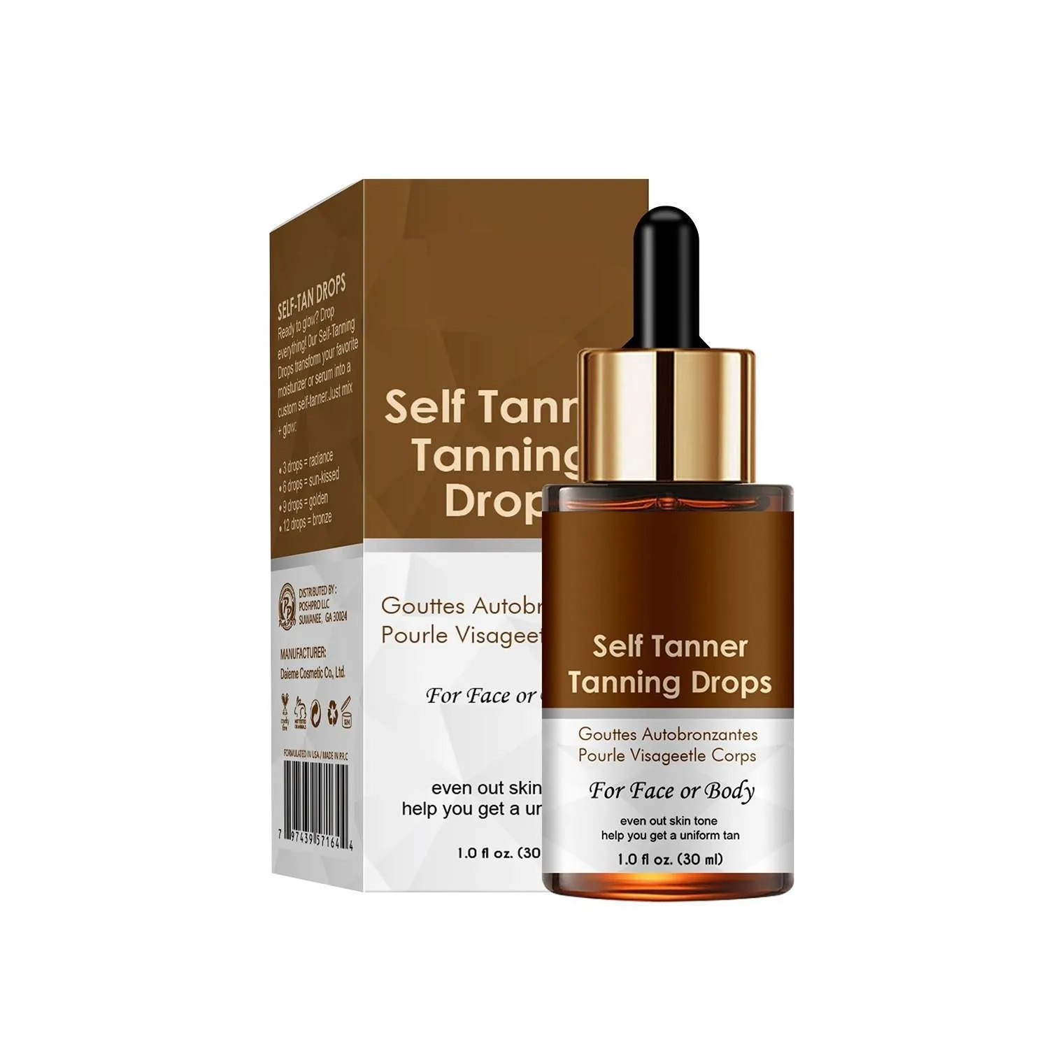 Self Tanning Drops Tanning Oil For Body, Nourishing Sunless Bronzing Drops, Natural Self Tanning For Women Men Teens Eolaks,30ml