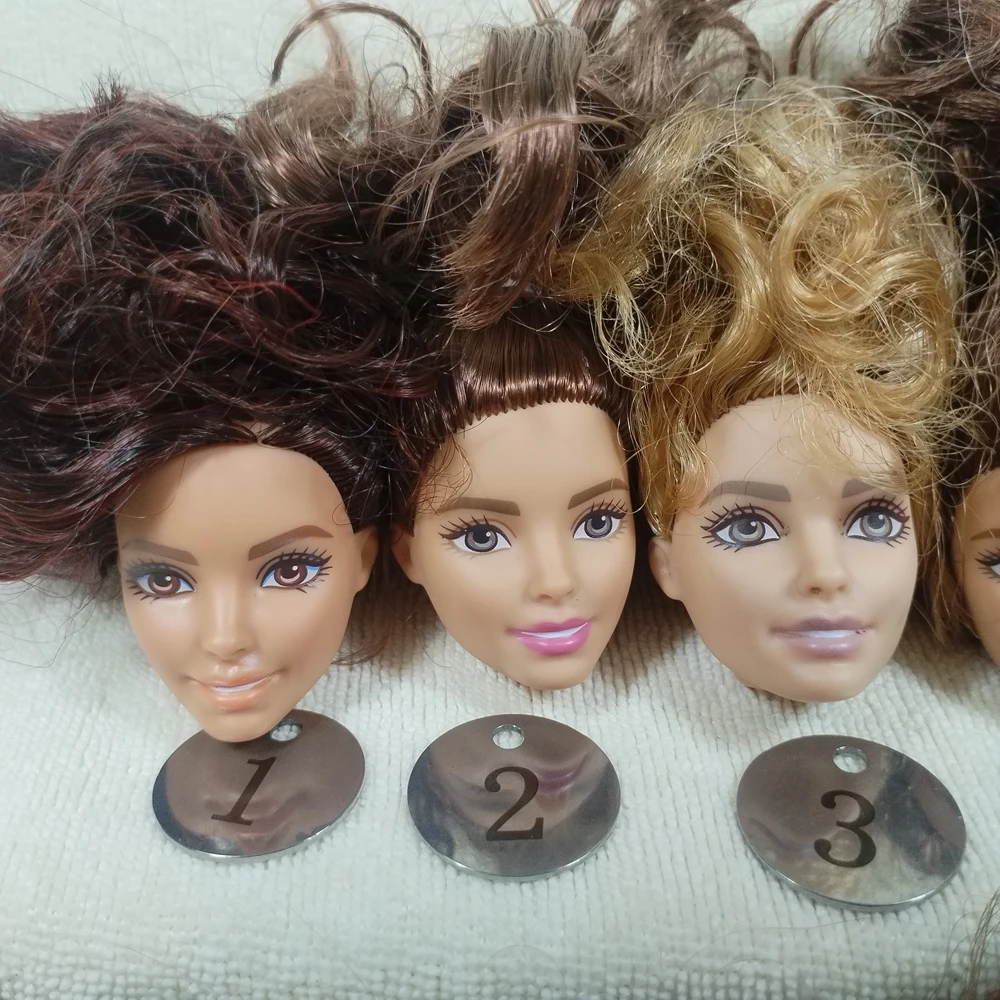 B666-10 Original Foreign Trade West Asia Dimples Beauty 1/6 OOAK NUDE Doll Head Mussed MIXED Hair for DIY B