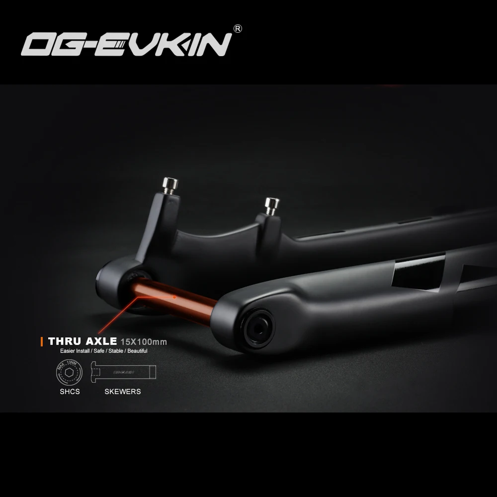 OG-EVKIN FK-006 MTB Fork 27.5er 29er Carbon Black Tapered XC Mountain Bike Bicycle Forks 15 x 100 mm Thru Axle Bike Accessorie