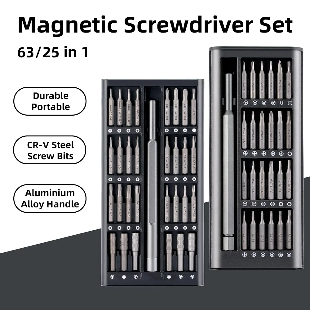 Magnetic Screwdriver Grupo Screw Driver Precision Kit Bits Small Tri Wing Torx Repair Tools Xiaomi Iphone Computador 25 em 63in 1