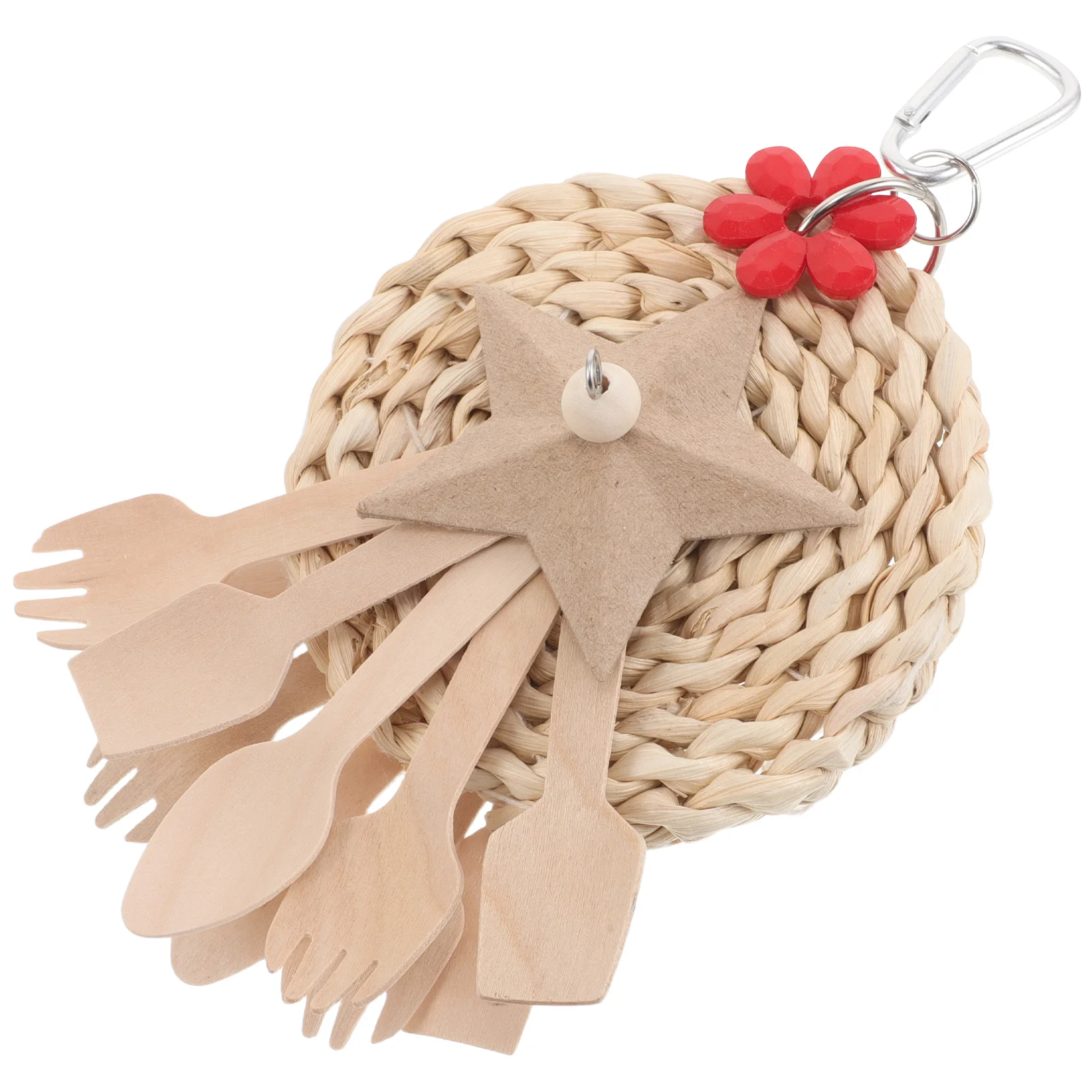 

Parrot Chewing Supply: Hanging Spoon Fork Star Flower for Small Birds Cockatiels Conures Finches Budgie Lovebirds Cage