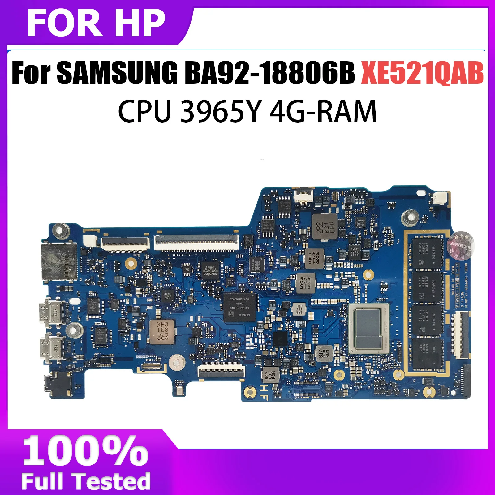 For Samsung XE521QAB Laptop Motherboard with 3965Y CPU and 4GB RAM BA92-18806B BA41-02651A Mainboard