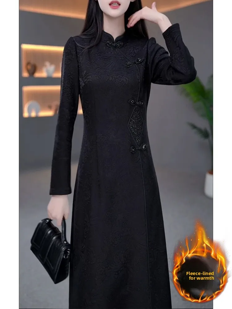 

Ele Traditional Chinese Dr Women's Fce Lined Thiened Autumn Winter New Sle Faionable Mommy Dr