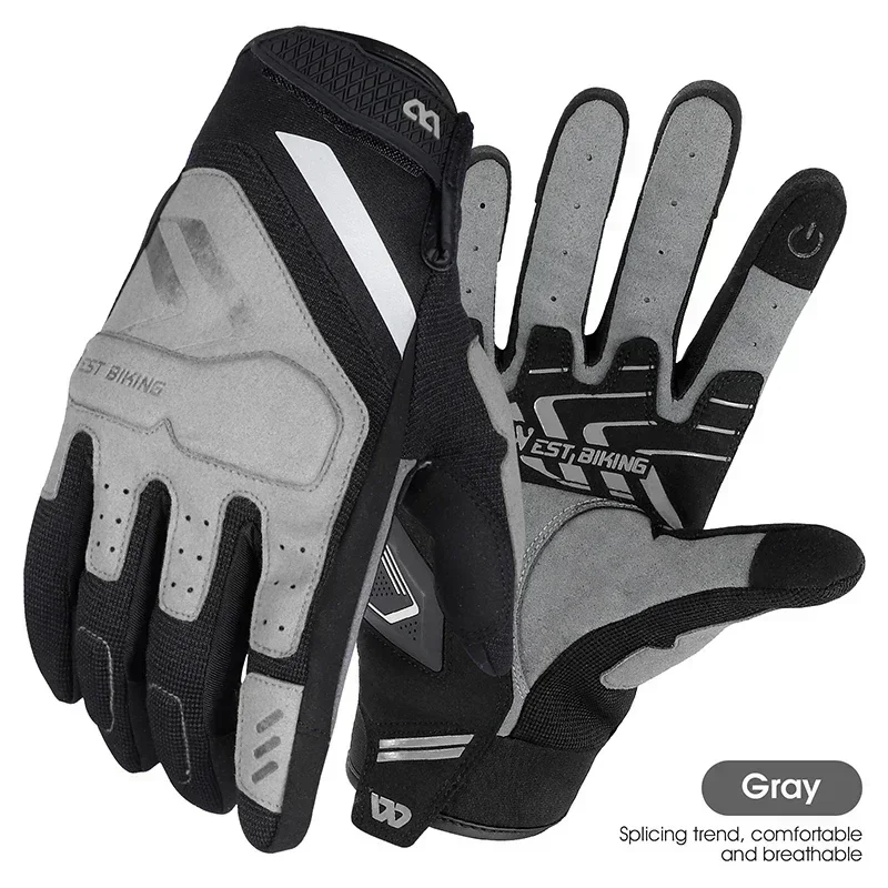 

WEST BIKING Motorcycle Gloves MTB Downhill Enduro Full Finger Touch Screen Gloves With Joint Protection Anti Shock Moto Gloves