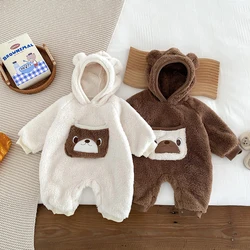 Autumn and Winter Baby Boys Girls Romper Infant Thickening Warm Jumpsuit with Hat 0-2 Years Old Newborn Baby Bodysuit