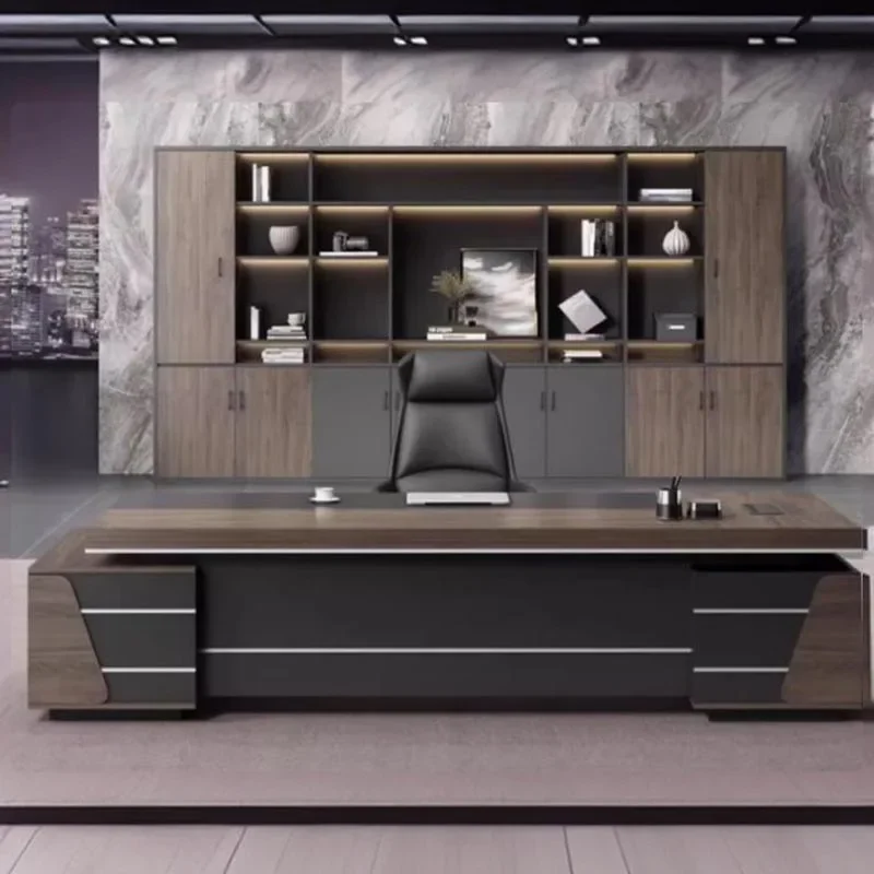 

-ForMinimalist Wide Set Computer Table Base Large Modern Executive Wooden Computer Desks Organizers Meuble Bureau Hotel Furnitur
