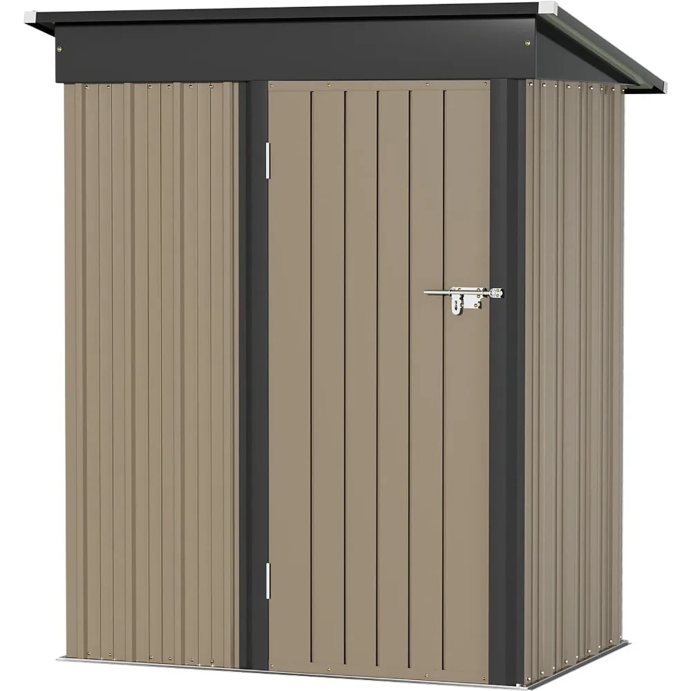 Imagem -06 - Prefabricated Storage House With Door And Lock Steel Shed Brown Utility Tool Warehouse Outdoor Shipping