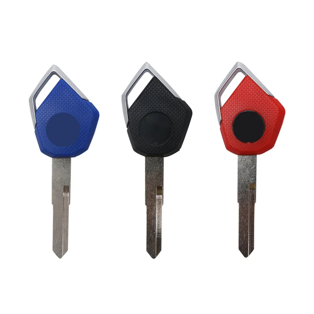 48mm New Blank Motorcycle Uncut Keys Black Blue Red for Motorbike Spare Part Replacement Accessory