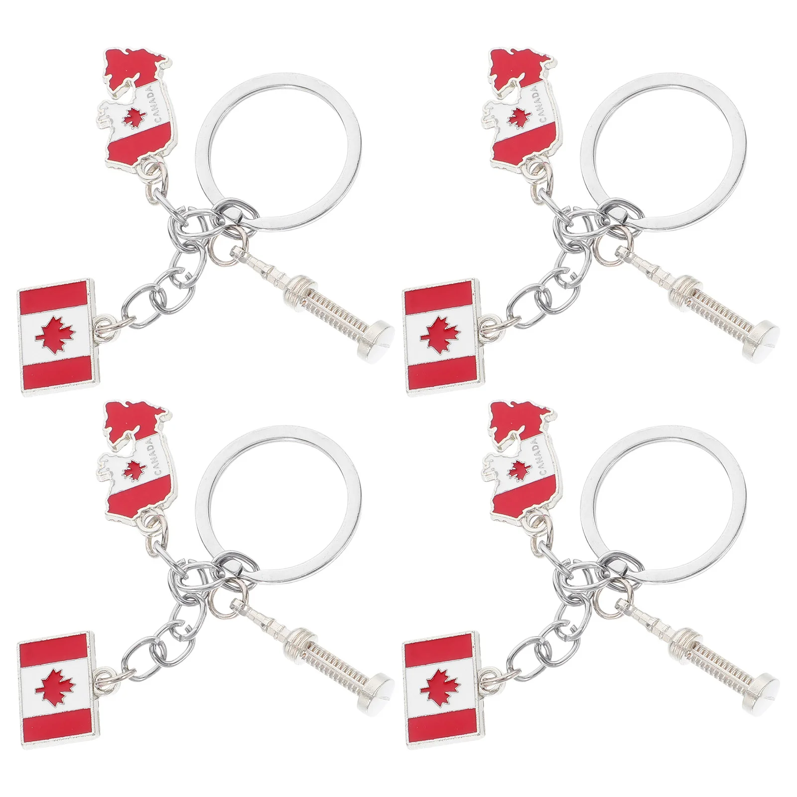 

4 Pcs Maple Leaf Keychain Leaves Charms Flag Canadian Souvenirs Zinc Alloy Autumn
