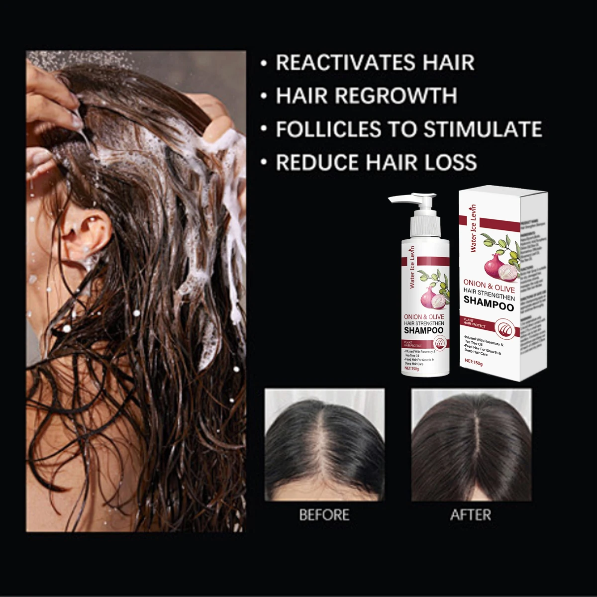 شامبو تقوية شعر البصل والزيتون مع زيت البيوتين وإكليل الجبل للنمو والرطوبة والعناية بفروة الرأس - للشعر الجاف التالف #4