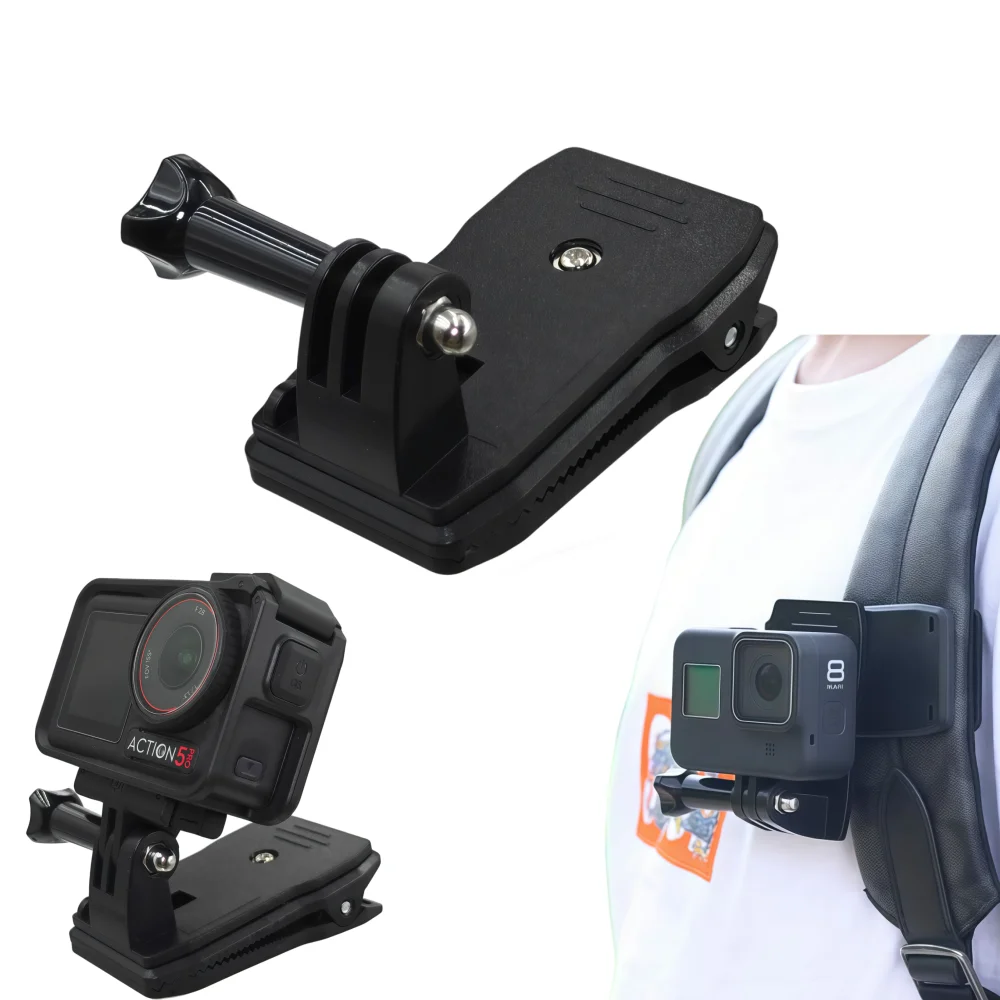 Klips do mocowania na pasek plecaka z obrotem 360 stopni, uchwyt na kapelusz, zacisk na pasek do DJI Action 6 5Pro 4 Gopro Hero 13 12 11 10 9, akcesoria do kamer