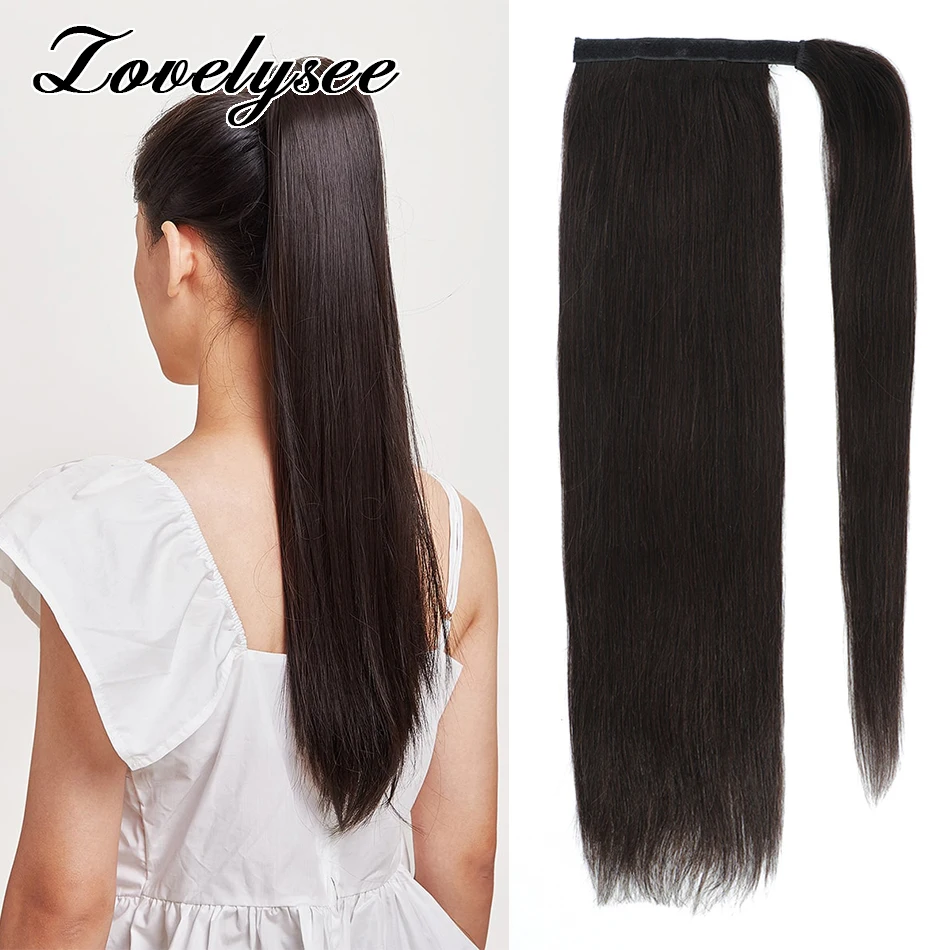 

120 Grams Long Straight Ponytail Wrap Around Clip In Hair Extensions Brazilian Remy Natural Color Human Hair Pony Tail For Women