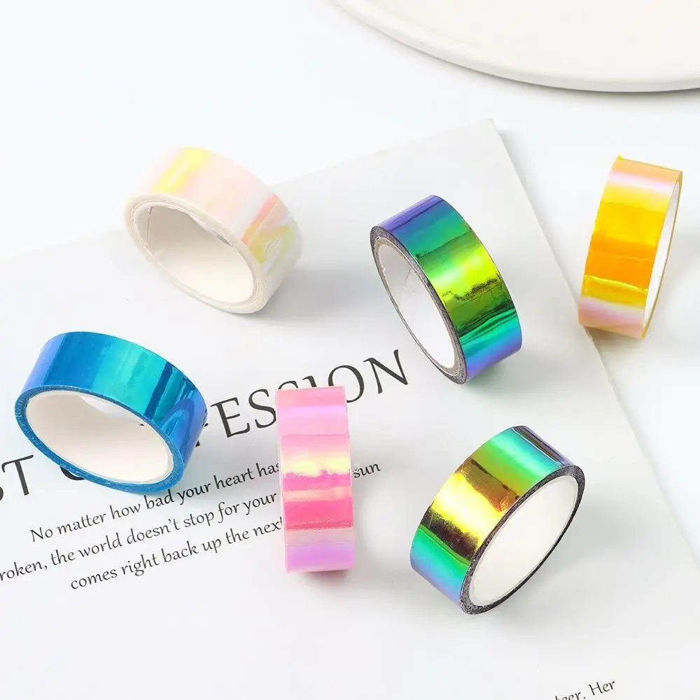 Rainbow Graphic Tape Mirror Wrapping Waterproof Removable Holographic Stationery Decorative Adhesive Tapes Student