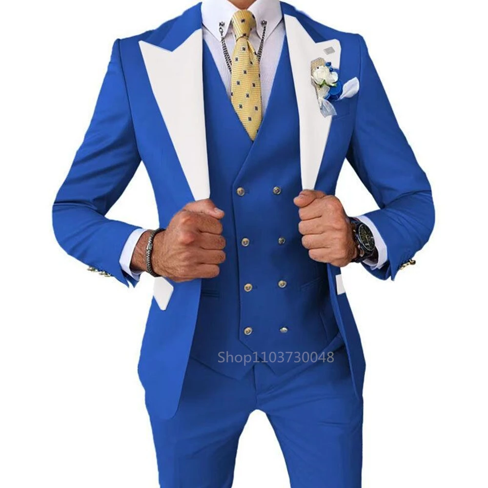 

Formal 3 Pcs Wedding Suits for Men Casual Business Suit Slim Fit Party Prom Suit Set Handsome Groom Tuxedos (Jacket+Vest+Pants)