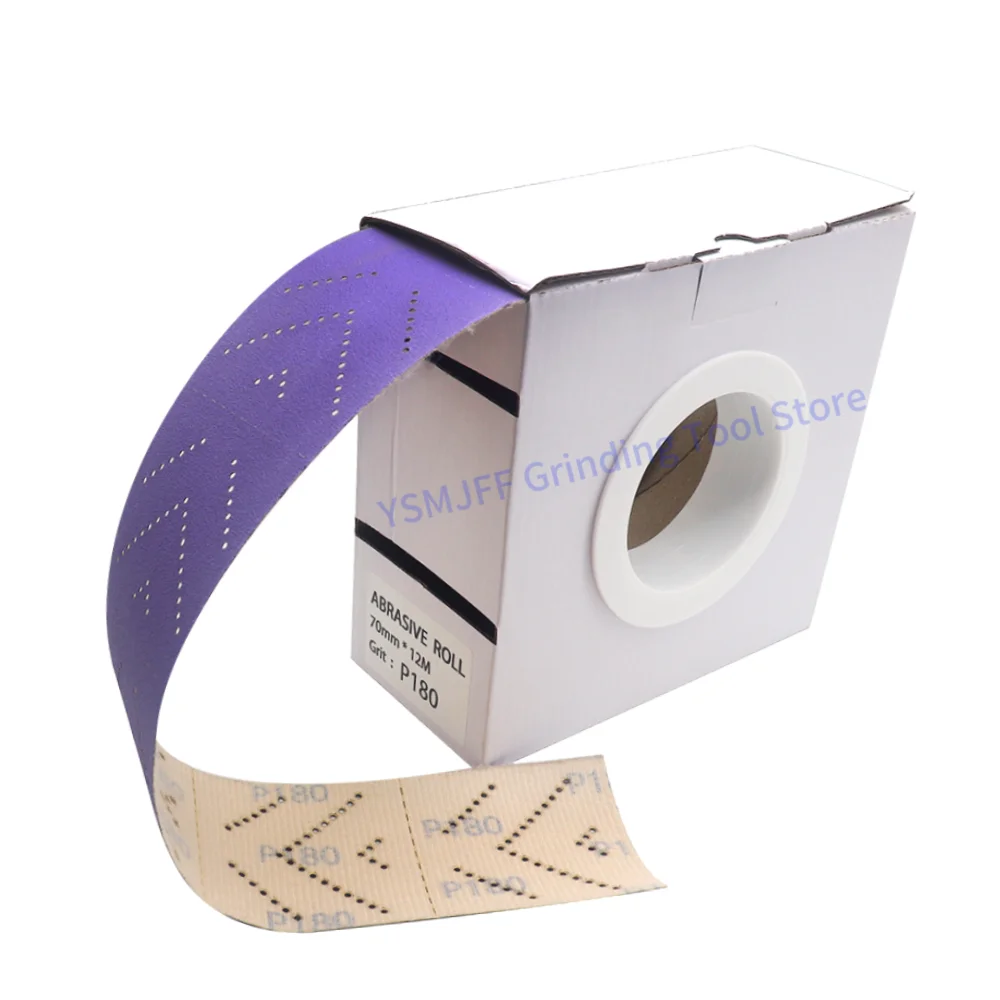 70 mm x 12 M Ceramic Abrasive Sheet Roll,Multi-Hole Pattern Abrasive Roll for Automotive,Coating Removal,Wood and Metal Sanding