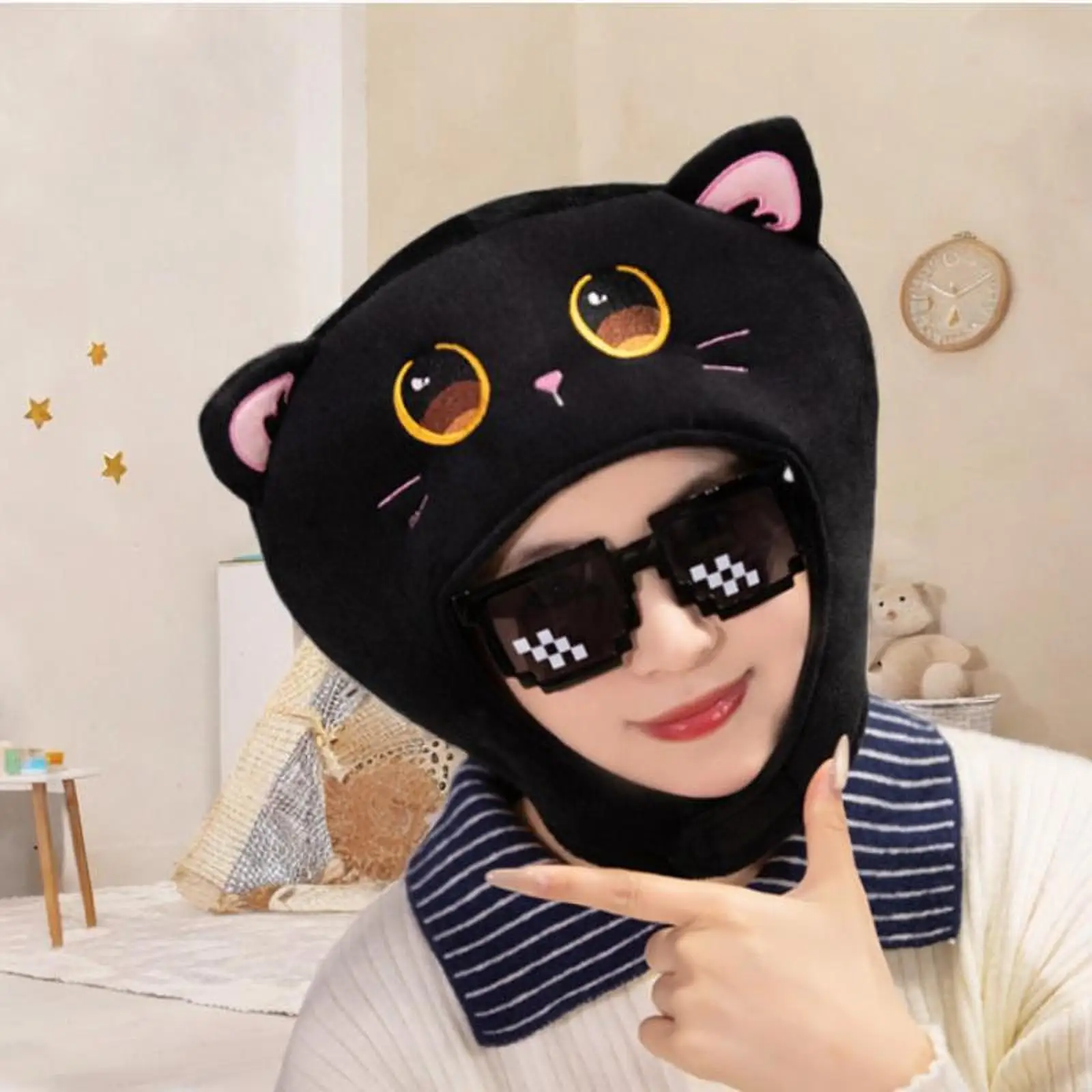 

Cat Plush Animal Hat Soft Decorative Headband Cap for Cosplay Party Dress up