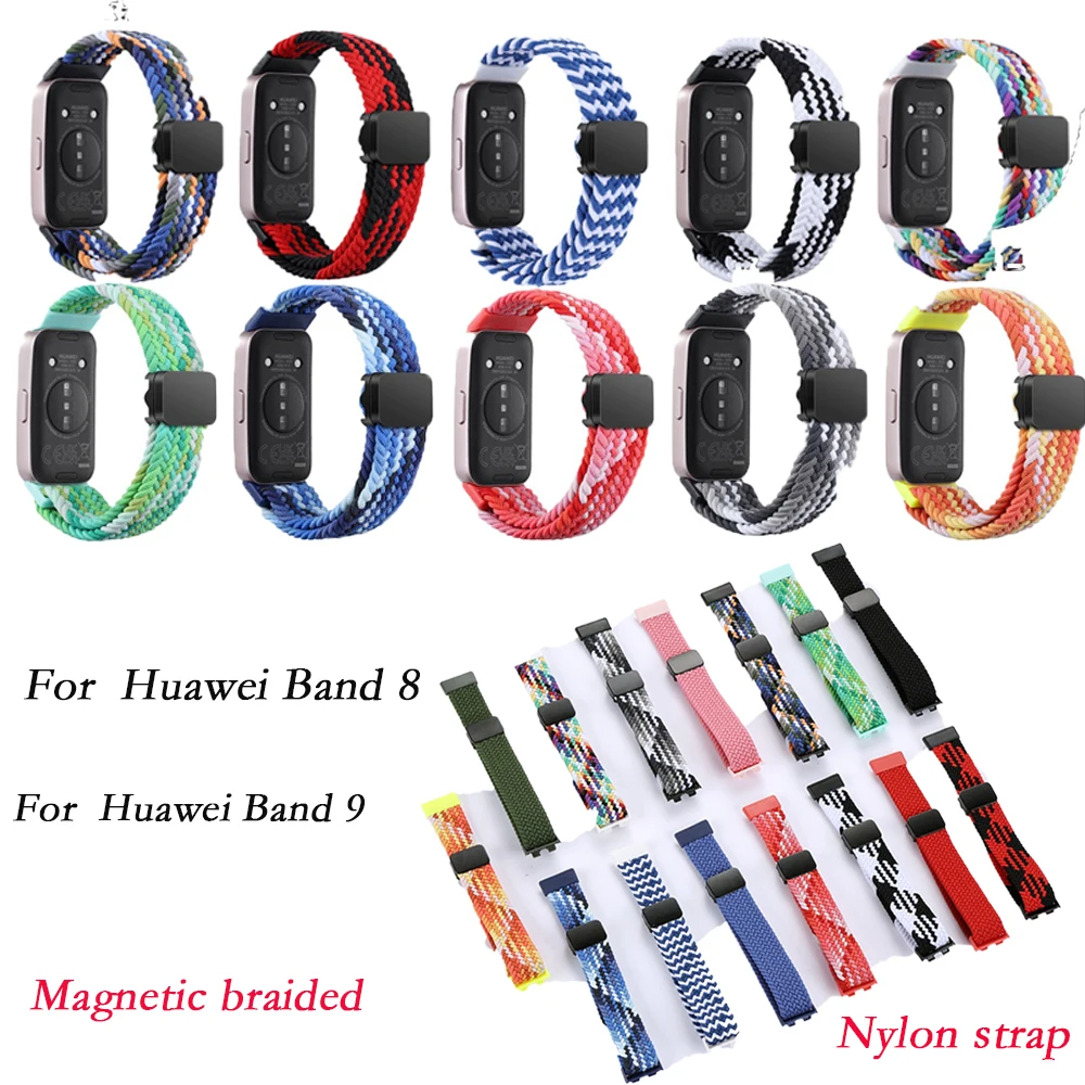 

18mm Strap Nylon Woven Watch Band For Huawei Band 8 Braided Clasp Sports Replace Wristband For Huawei Band 9 Smart Watch Fashion