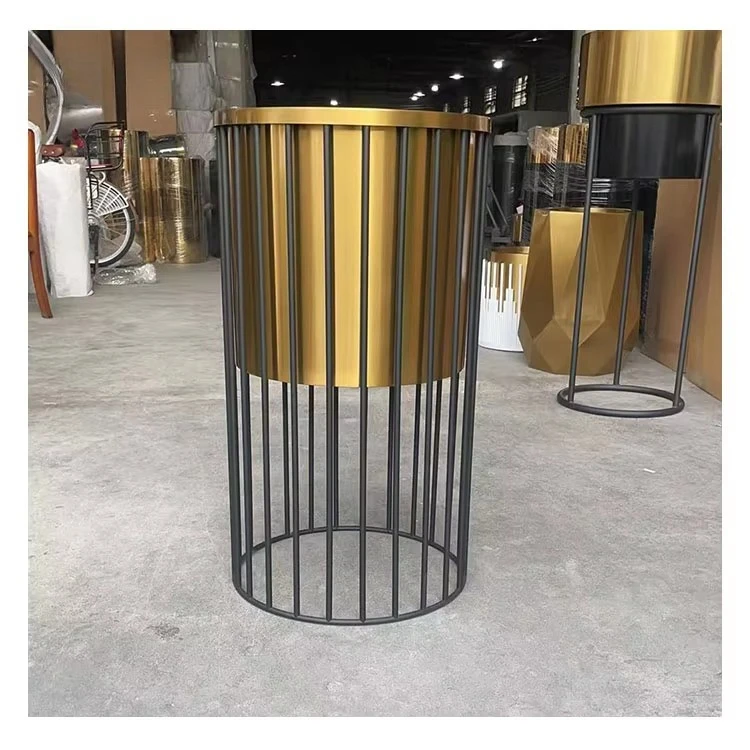 yl-Modern Art Deco Stainless Steel Floor Vase & Outdoor Planter Stand with Gold Finish for Wedding Decor@