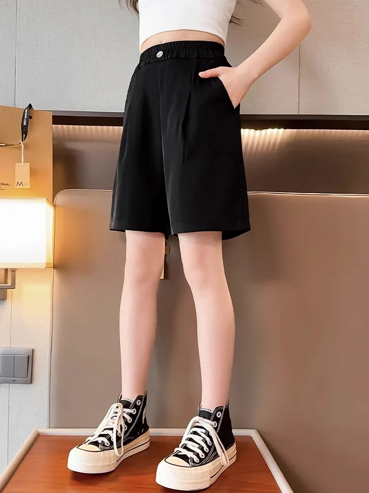 

Fashionable Versatile Shorts for Girls Summer Five-Point Pants2024New Chiffon Ice Silk Cool Pants for Big Kids