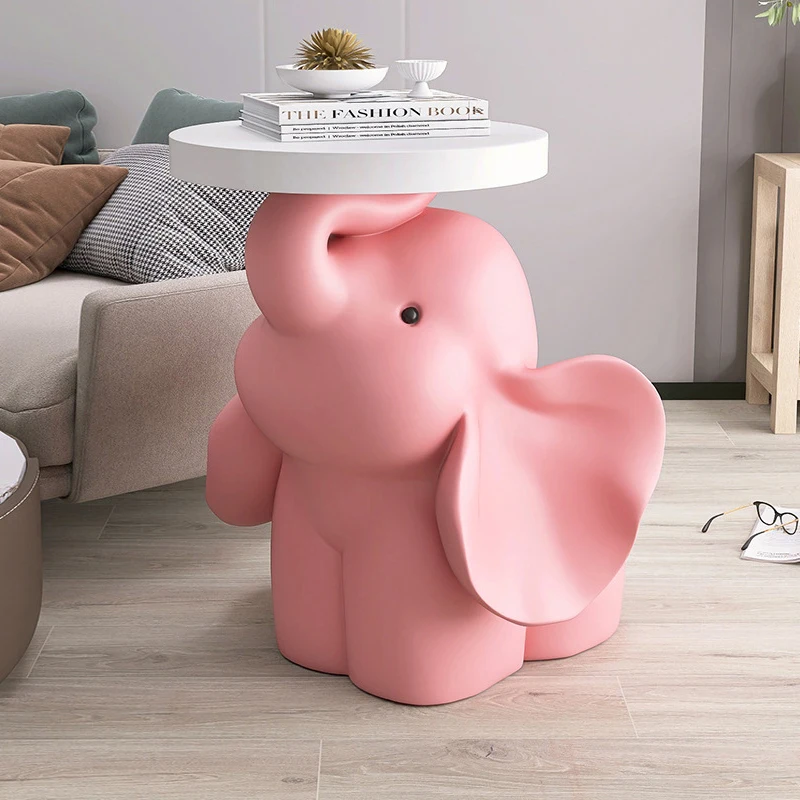 Creative light luxury small coffee table corner table living room side cabinet next to sofa side cabinet cartoon elephant