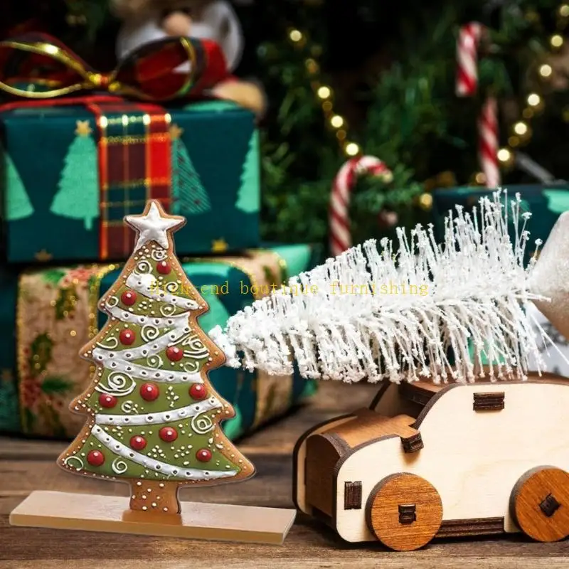 L9NB Wooden Gingerbreads Christmas Tree Table Centerpieces Home Decorations Gift