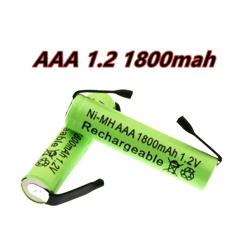 New 1.2V AAA rechargeable Ni-Mh battery, 1800mah, with solder pads, suitable for electric shavers, toothbrushes, Free shipping